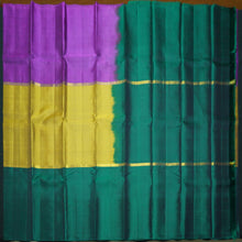 Load image into Gallery viewer, Purple - Green - Dark Green Mubbagam Kanchipuram Silk Saree - Vivaaha Silks & Sarees