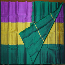 Load image into Gallery viewer, Purple - Green - Dark Green Mubbagam Kanchipuram Silk Saree - Vivaaha Silks & Sarees
