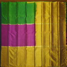 Load image into Gallery viewer, Green - Purple - Brownish Yellow Mubbagam Kanchipuram Silk Saree - Vivaaha Silks & Sarees
