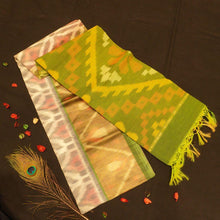 Load image into Gallery viewer, Pochampally SICO Saree in Half White with Ikat Design in Grey - Vivaaha Silks & Sarees