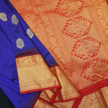 Load image into Gallery viewer, Navy Blue with Chili Red Korvai Border Kanchipuram Silk Saree - Vivaaha Silks & Sarees