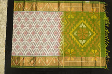 Load image into Gallery viewer, Pochampally SICO Saree in Half White with Ikat Design in Grey - Vivaaha Silks & Sarees