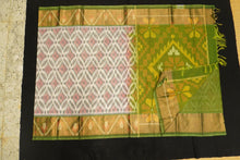 Load image into Gallery viewer, Pochampally SICO Saree in Half White with Ikat Design in Grey - Vivaaha Silks & Sarees