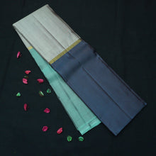 Load image into Gallery viewer, Sea Green-Steel Gray-Pastel Blue Mubbagam Kanchipuram Silk Saree - Vivaaha Silks & Sarees