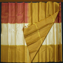 Load image into Gallery viewer, Brick Red-Ivory-White-Khaki Mubbagam Kanchipuram Silk Saree - Vivaaha Silks & Sarees