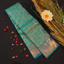 Load image into Gallery viewer, Palette of Peacock Blue & Bottle Green Bridal Kanchipuram Handloom Silk Saree - Vivaaha Silks" - Vivaaha Silks & Sarees