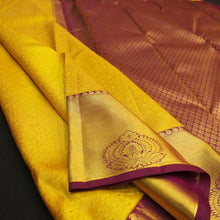 Load image into Gallery viewer, Golden Yellow Bridal Kanchipuram Silk Saree with Latest Design - Vivaaha Silks & Sarees
