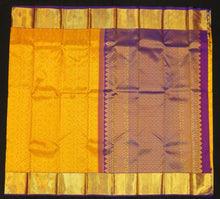 Load image into Gallery viewer, Exquisite Designed Bridal Kanchipuram Silk Sari in Musturd Yellow and voilet combination - Vivaaha Silks & Sarees