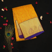 Load image into Gallery viewer, Exquisite Designed Bridal Kanchipuram Silk Sari in Musturd Yellow and voilet combination - Vivaaha Silks & Sarees