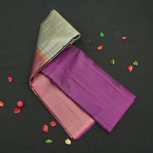 Load image into Gallery viewer, Steel Gray with Contast Mubbagam Kanchipuram Silk Saree -Vivaaha's Exclusive - Vivaaha Silks & Sarees