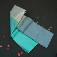 Load image into Gallery viewer, Dusty Blue with Lighter Shade Mubbagam Combo from Kanjivaram's Exclusive - Vivaaha Silks & Sarees