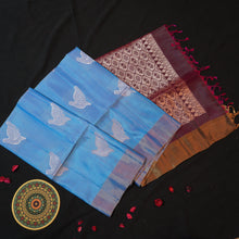 Load image into Gallery viewer, Rama Blue Fancy Soft Silk Saree with Deep Magenta Pallu - Vivaaha Silks & Sarees