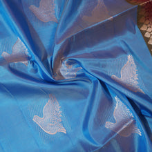 Load image into Gallery viewer, Rama Blue Fancy Soft Silk Saree with Deep Magenta Pallu - Vivaaha Silks & Sarees