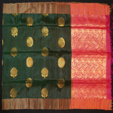 Load image into Gallery viewer, Bottel Green Kanchipuram Soft Silk Saree in Golden Zari
