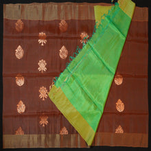 Load image into Gallery viewer, Chocolate Brown Kanchipuram Soft Silk Saree with Green Pallu - Vivaaha Silks & Sarees