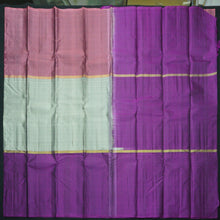 Load image into Gallery viewer, Steel Gray with Contast Mubbagam Kanchipuram Silk Saree -Vivaaha's Exclusive - Vivaaha Silks & Sarees