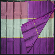 Load image into Gallery viewer, Steel Gray with Contast Mubbagam Kanchipuram Silk Saree -Vivaaha's Exclusive - Vivaaha Silks & Sarees