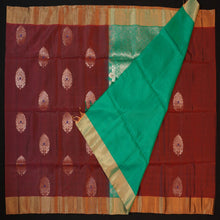 Load image into Gallery viewer, Cinnamon Brown Kanchipuram Soft Silk Saree with Meena Butta
