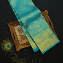 Load image into Gallery viewer, Sea Green Kanchipuram Bridal Silk Saree with Meena Work Design - Vivaaha Silks & Sarees