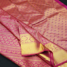 Load image into Gallery viewer, Ruby Pink Kanjivaram Silk Saree with Exclusive Brocade Design - Vivaaha Silks & Sarees