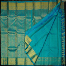 Load image into Gallery viewer, Sea Green Kanchipuram Bridal Silk Saree with Meena Work Design - Vivaaha Silks & Sarees