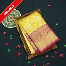 Load image into Gallery viewer, Mustard Yellow Bridal Silk Saree - Exquisite Ogee Design with Meena Work - Vivaaha Silks & Sarees