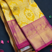 Load image into Gallery viewer, Mustard Yellow Bridal Silk Saree - Exquisite Ogee Design with Meena Work - Vivaaha Silks & Sarees