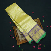 Load image into Gallery viewer, Beige Silk Saree - Handwoven Pure Gold Zari Kanchipuram Silk Saree - Vivaaha Silks & Sarees