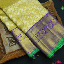 Load image into Gallery viewer, Beige Silk Saree - Handwoven Pure Gold Zari Kanchipuram Silk Saree - Vivaaha Silks & Sarees
