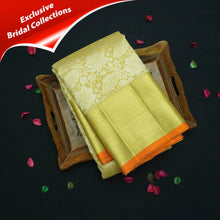 Load image into Gallery viewer, Divine Opulence: Exclusive Beige Silk Saree - Floral Silver Zari, Bavanji Border - Vivaaha Silks & Sarees