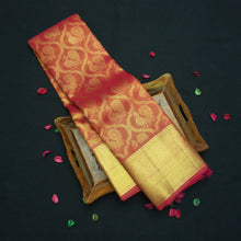 Load image into Gallery viewer, Red Half-Tissue Bridal Kanchipuram Silk Saree in Pure Gold Zari - Vivaaha Silks & Sarees