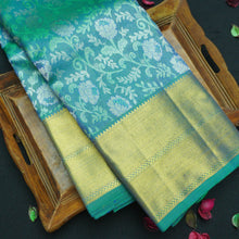 Load image into Gallery viewer, Ananda Half Tissue Kanchipuram Silk Saree in Pure Gold and Silver Zari - Vivaaha Silks & Sarees