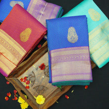 Load image into Gallery viewer, Majestic Blue Self Embossed Traditional Kanchipuram Silk Saree - Vivaaha Silks & Sarees