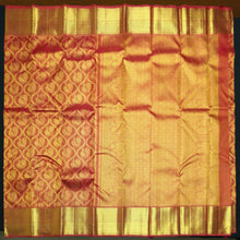 Load image into Gallery viewer, Red Half-Tissue Bridal Kanchipuram Silk Saree in Pure Gold Zari - Vivaaha Silks & Sarees