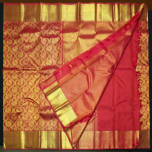 Load image into Gallery viewer, Red Half-Tissue Bridal Kanchipuram Silk Saree in Pure Gold Zari - Vivaaha Silks & Sarees