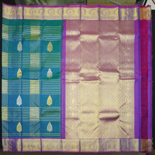 Load image into Gallery viewer, Gorgeous Peacock Blue Kanjivaram Silk Saree in Gold and Silver Butta - Vivaaha Silks & Sarees