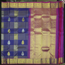 Load image into Gallery viewer, Persian Blue Kanjivaram Silk Saree in Classy Gold and Silver Butta - Vivaaha Silks & Sarees