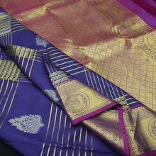 Load image into Gallery viewer, Persian Blue Kanjivaram Silk Saree in Classy Gold and Silver Butta - Vivaaha Silks & Sarees