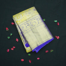 Load image into Gallery viewer, Exclusive Yellow and Blue combo - Kanchipuram Wedding Silk Sari - Vivaaha Silks & Sarees
