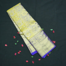 Load image into Gallery viewer, Exclusive Yellow and Blue combo - Kanchipuram Wedding Silk Sari - Vivaaha Silks & Sarees