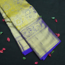 Load image into Gallery viewer, Exclusive Yellow and Blue combo - Kanchipuram Wedding Silk Sari - Vivaaha Silks & Sarees