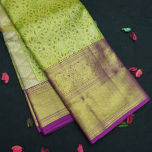 Load image into Gallery viewer, Exclusive Green and Purple Tissue Kanchipuram Wedding Silk Sari - Vivaaha Silks & Sarees