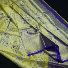 Load image into Gallery viewer, Exclusive Yellow and Blue combo - Kanchipuram Wedding Silk Sari - Vivaaha Silks & Sarees
