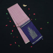 Load image into Gallery viewer, Temple Border Silk Saree - White & Maroon Checks - Vivaaha Silks & Sarees