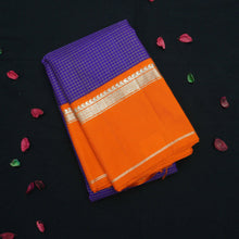 Load image into Gallery viewer, Indigo Blue Silk Saree - Vaira Oosi Kattam - Korvai Border - Vivaaha Silks & Sarees