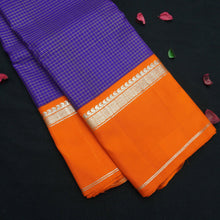 Load image into Gallery viewer, Indigo Blue Silk Saree - Vaira Oosi Kattam - Korvai Border - Vivaaha Silks & Sarees