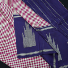 Load image into Gallery viewer, Temple Border Silk Saree - White & Maroon Checks - Vivaaha Silks & Sarees