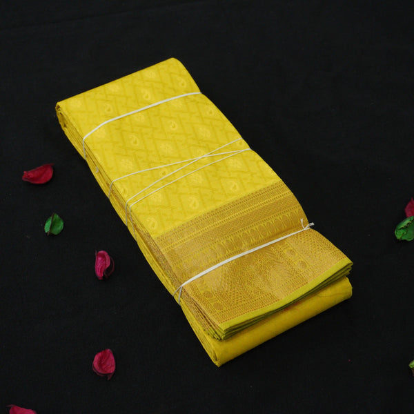 Lemon Green Kanchipuram Semi Silk Saree - Vivaaha Silks & Sarees