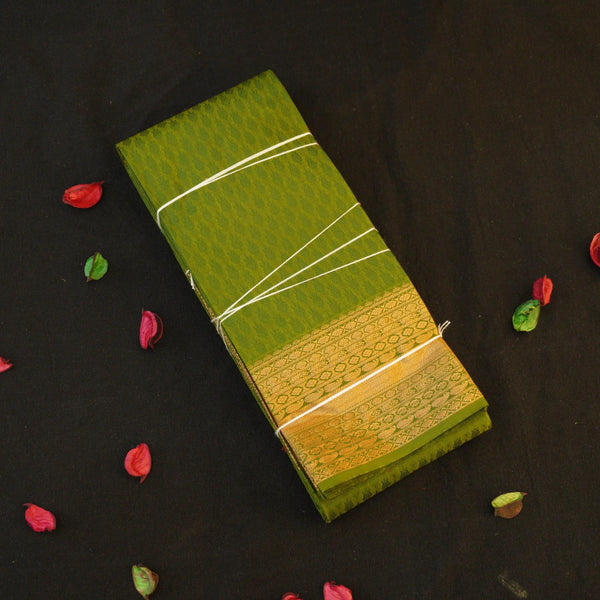 Moss Green Kanchipuram Semi Silk Saree - Vivaaha Silks & Sarees