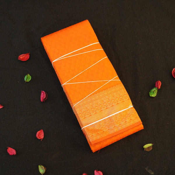 Sunset Orange Semi Silk Fancy Saree - Vivaaha Silks & Sarees